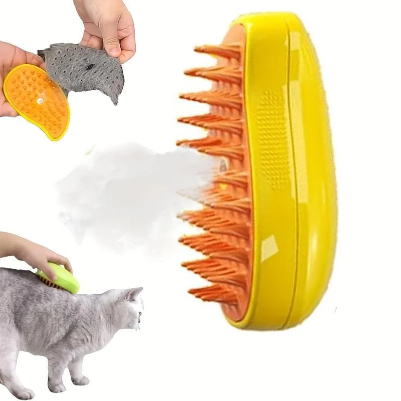 3 in 1 Cat Dog Steam Brush, Self Cleaning Massaging Pet Grooming Brush, Pet Hair Removal Tool, Dog & Cat Grooming Supplies