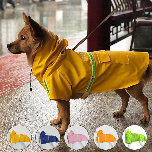 Luxury Dog Hooded Raincoat Reflective Strips Windproof & Waterproof Casual Design All Seasons Protection PU Material Halloween