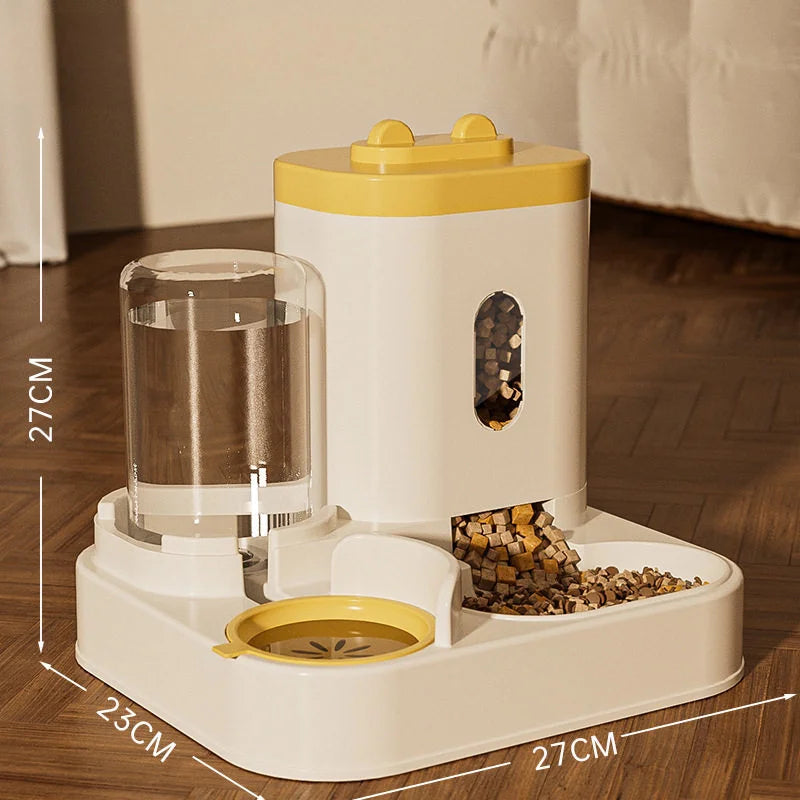 Dual Bowl All-in-One Waterproof ABS Pet Feeder & Water Fountain Automatic Food Water Dispenser for Cats Dogs Daily Use