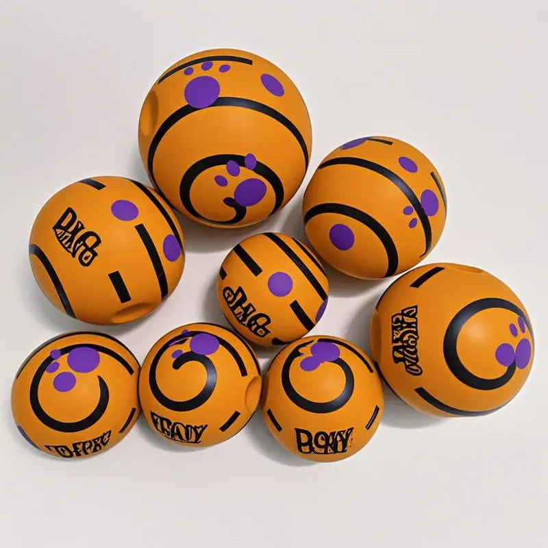Interactive Plastic Dog Chew Ball Squeaky Dental Molar Toy Self-Playing Fetch Training Indoor Animal Print Puppies Small Dogs