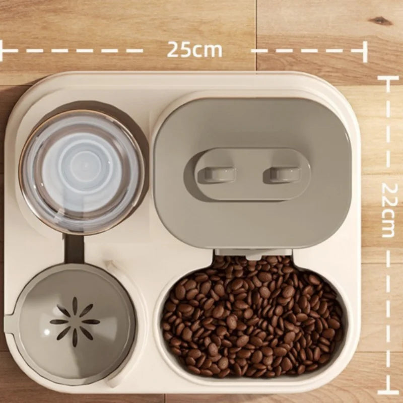 Dual Bowl All-in-One Waterproof ABS Pet Feeder & Water Fountain Automatic Food Water Dispenser for Cats Dogs Daily Use