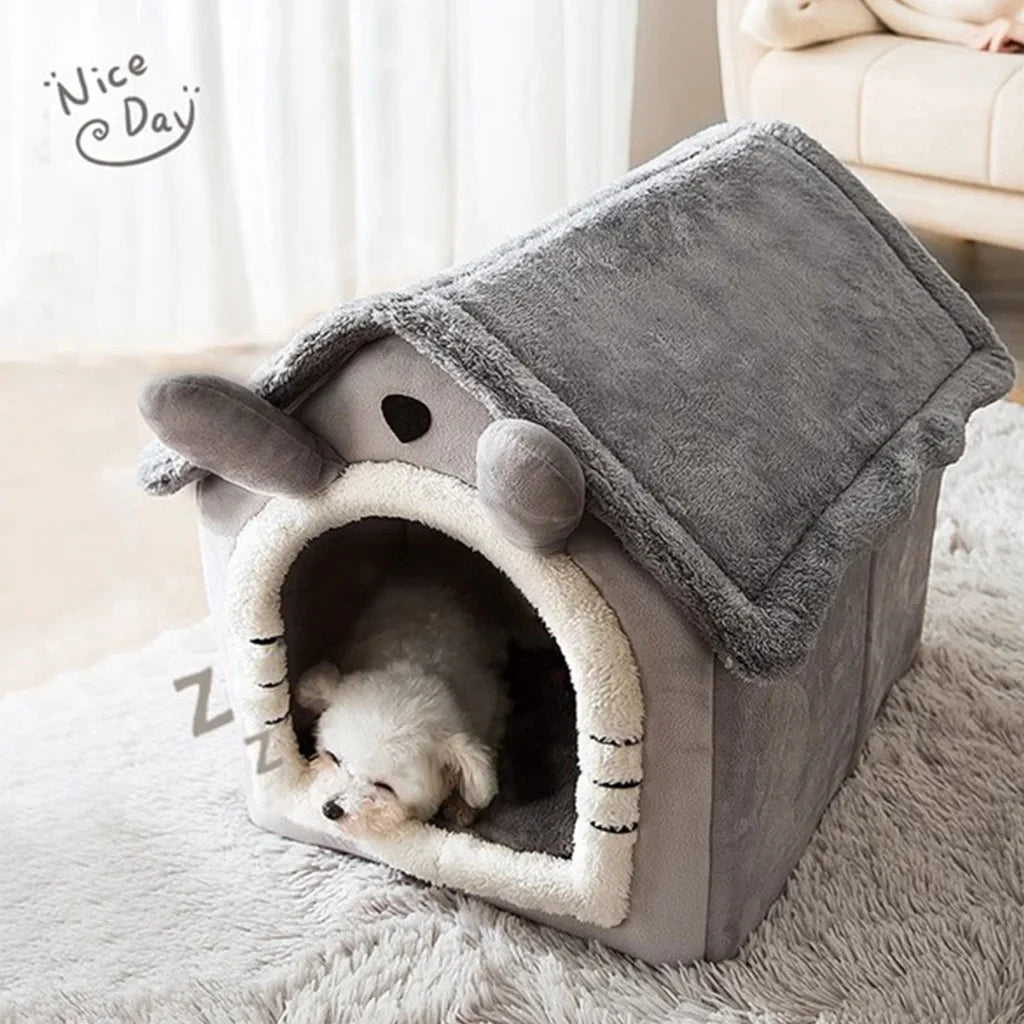 Winter Folding Pet House Kennels for Small to Medium Dogs And Cats Beds Maternity Puppy Baskets Soft Cozy Warm Shelter Mat Pet