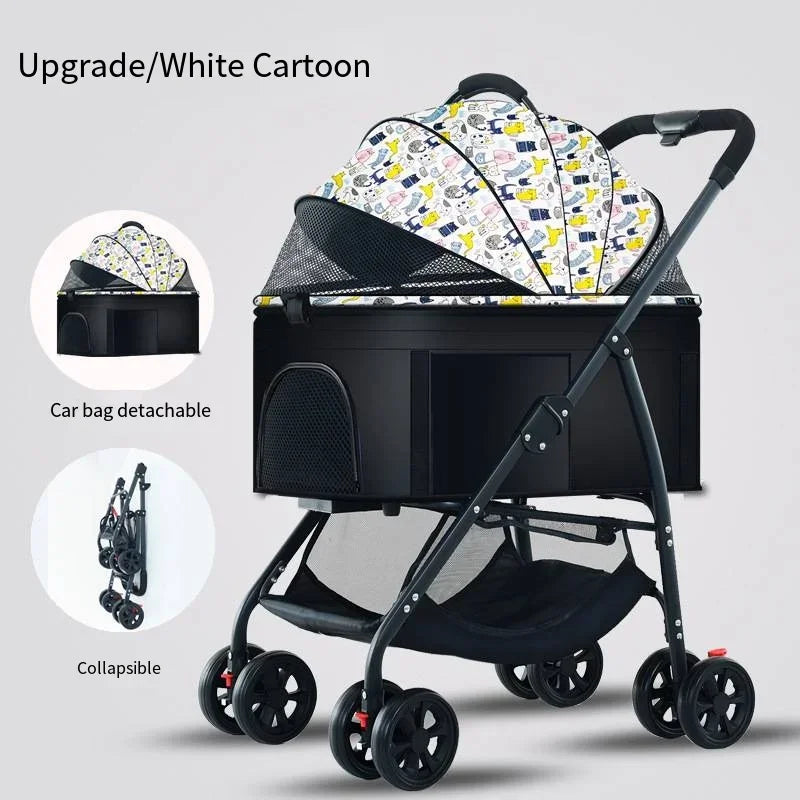 Pet Car Strollers 3in1 Lightweight Foldable Specifically Designed for Walking Dogs Infants Medium-sized Small Dogs Cats Outdoor