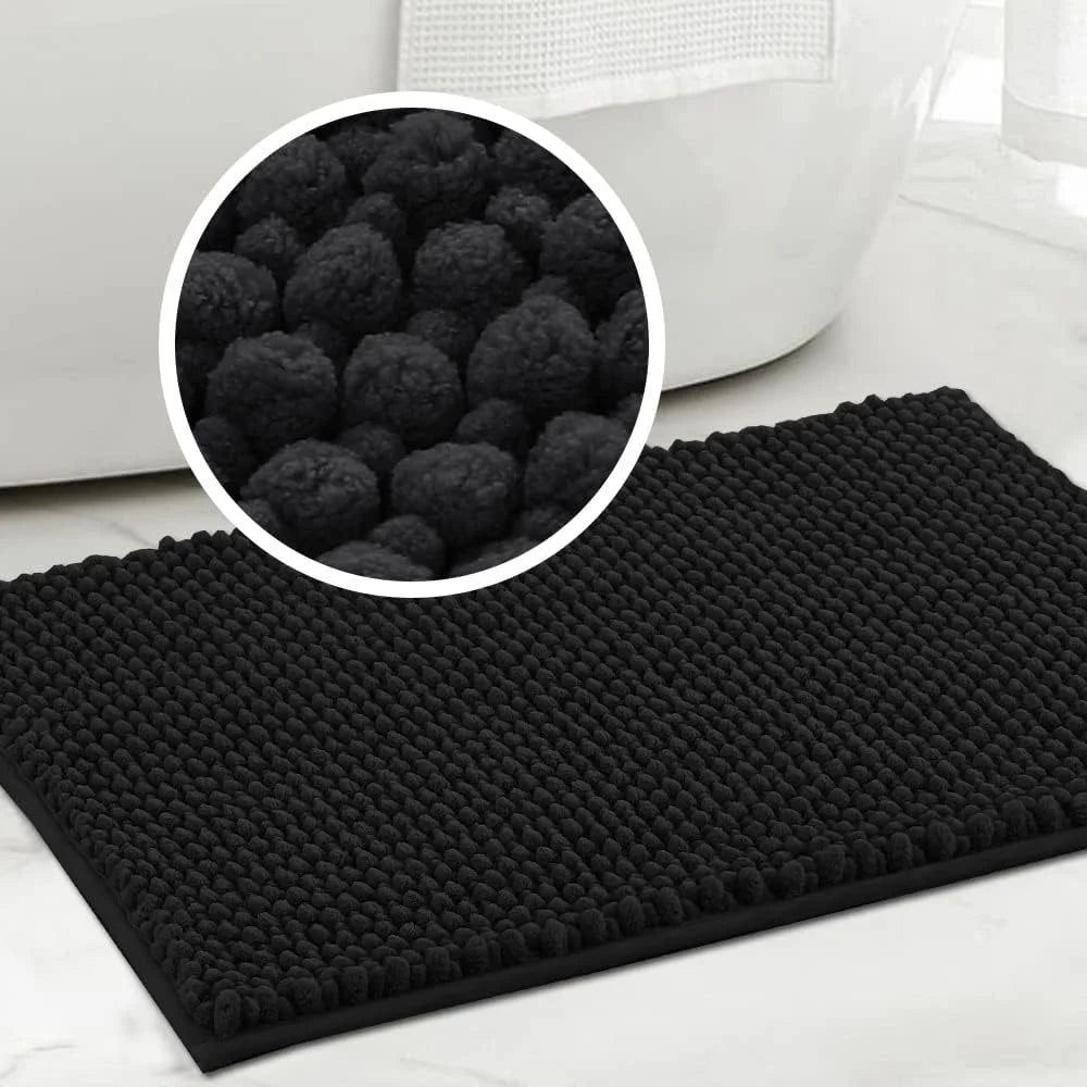 Super plush Microfiber anti-skid soft bathroom carpet, water absorbent machine washable chenille bathroom mat, quick drying plus