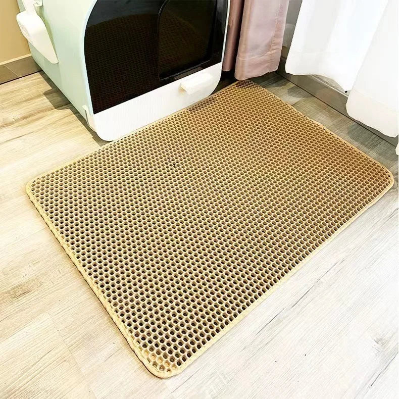 1Pc Large Size Cat Litter Mat-Advanced Honeycomb Double Layer Design,Urine Waterproof,Easy Cleaning,Scatter Control,Stay Clean