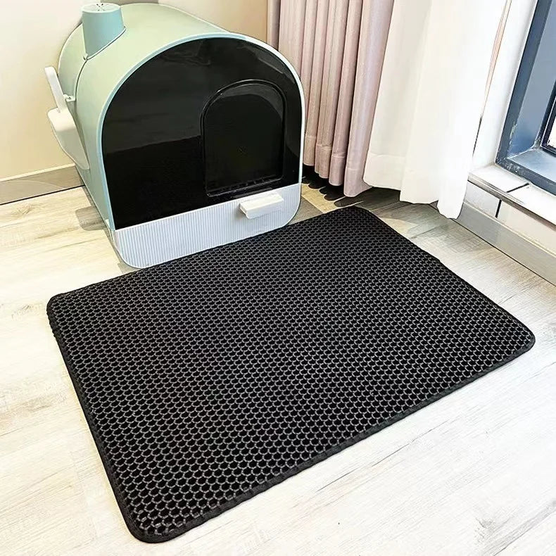 1Pc Large Size Cat Litter Mat-Advanced Honeycomb Double Layer Design,Urine Waterproof,Easy Cleaning,Scatter Control,Stay Clean