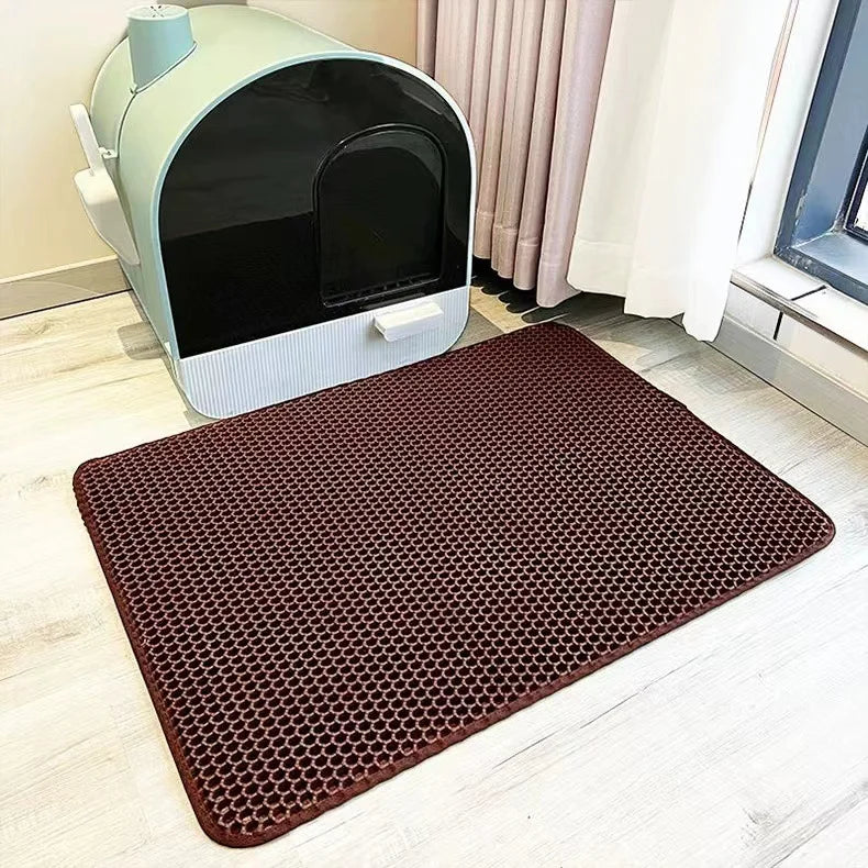 1Pc Large Size Cat Litter Mat-Advanced Honeycomb Double Layer Design,Urine Waterproof,Easy Cleaning,Scatter Control,Stay Clean