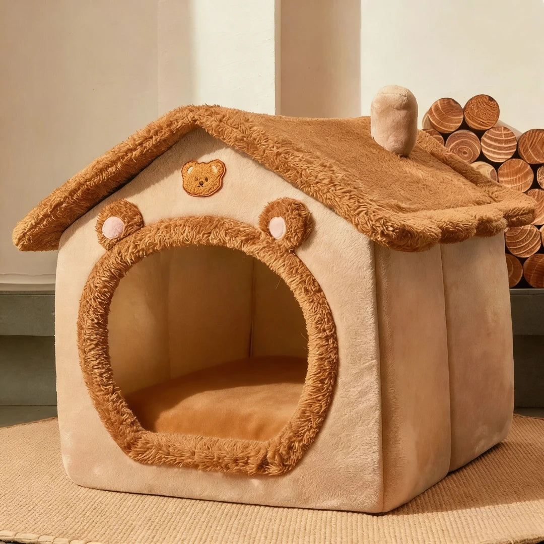 Winter Folding Pet House Kennels for Small to Medium Dogs And Cats Beds Maternity Puppy Baskets Soft Cozy Warm Shelter Mat Pet
