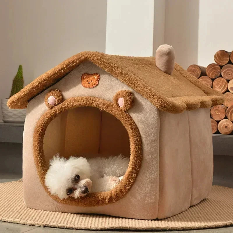Winter Folding Pet House Kennels for Small to Medium Dogs And Cats Beds Maternity Puppy Baskets Soft Cozy Warm Shelter Mat Pet