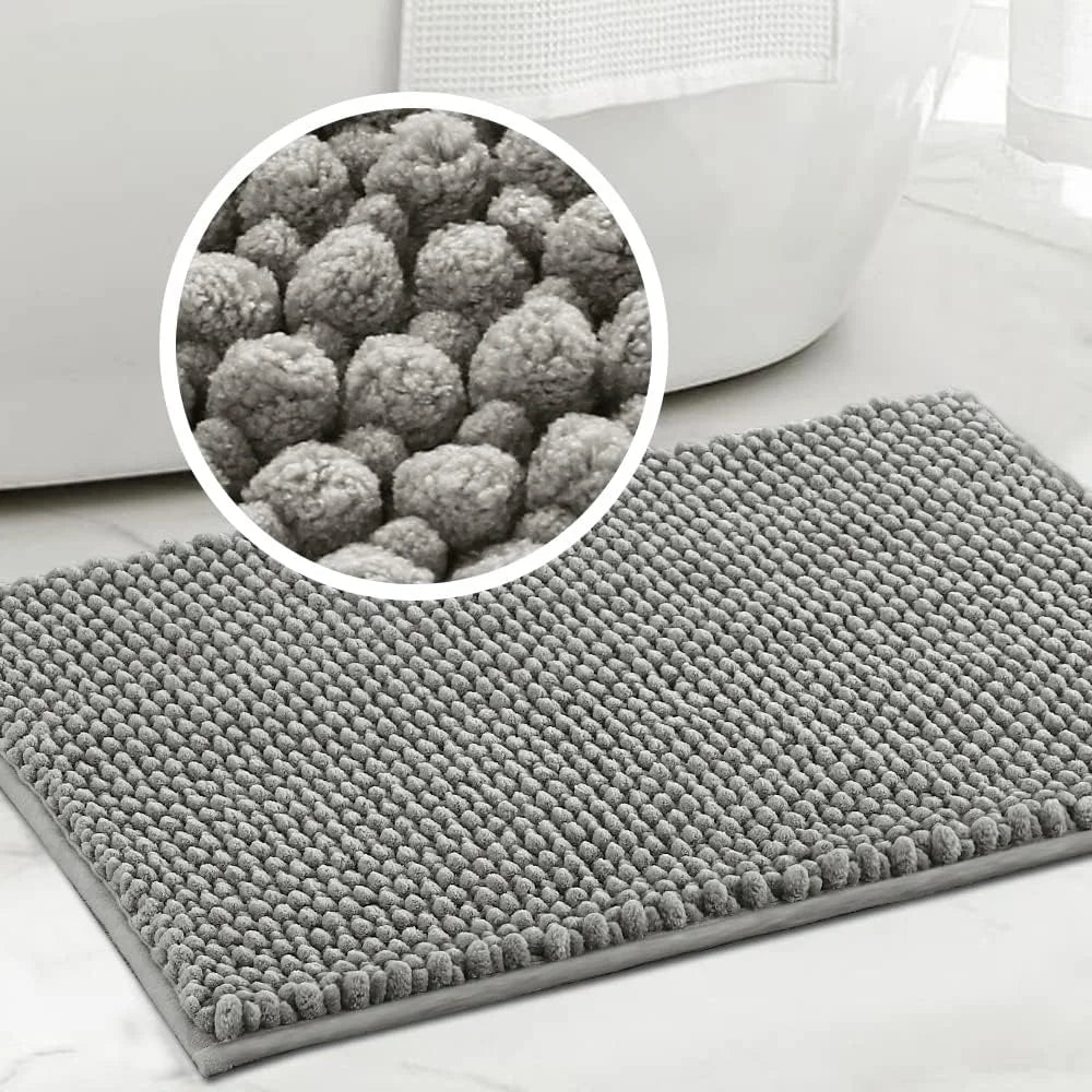 Super plush Microfiber anti-skid soft bathroom carpet, water absorbent machine washable chenille bathroom mat, quick drying plus