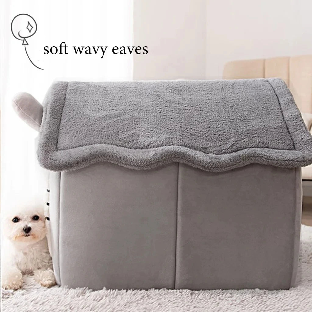 Winter Folding Pet House Kennels for Small to Medium Dogs And Cats Beds Maternity Puppy Baskets Soft Cozy Warm Shelter Mat Pet