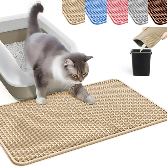 1Pc Large Size Cat Litter Mat-Advanced Honeycomb Double Layer Design,Urine Waterproof,Easy Cleaning,Scatter Control,Stay Clean