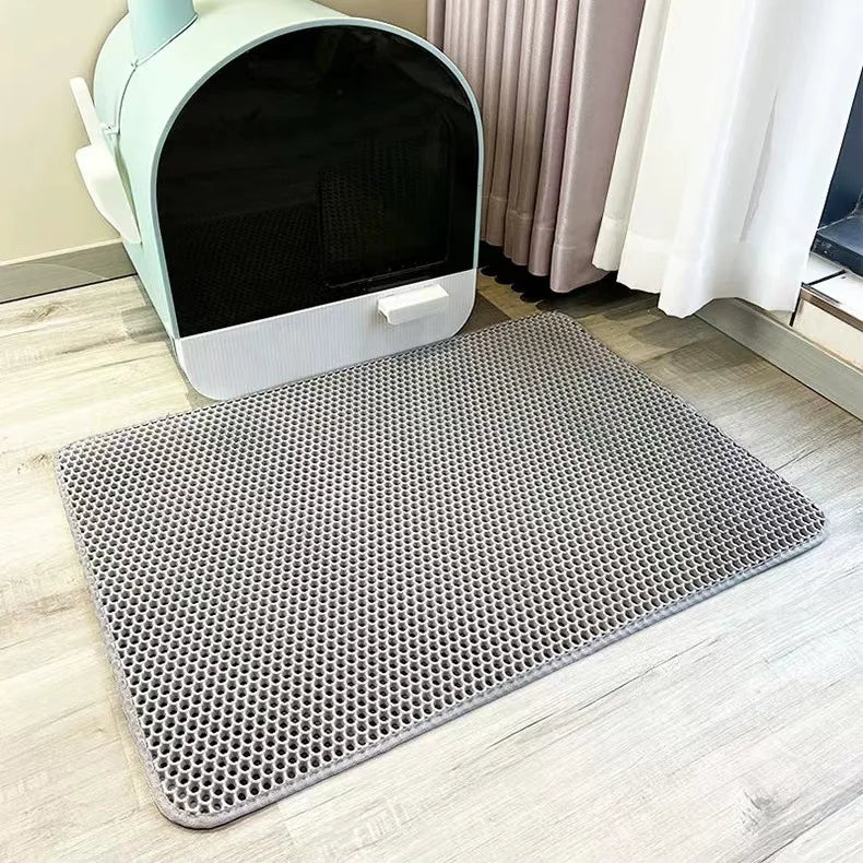 1Pc Large Size Cat Litter Mat-Advanced Honeycomb Double Layer Design,Urine Waterproof,Easy Cleaning,Scatter Control,Stay Clean